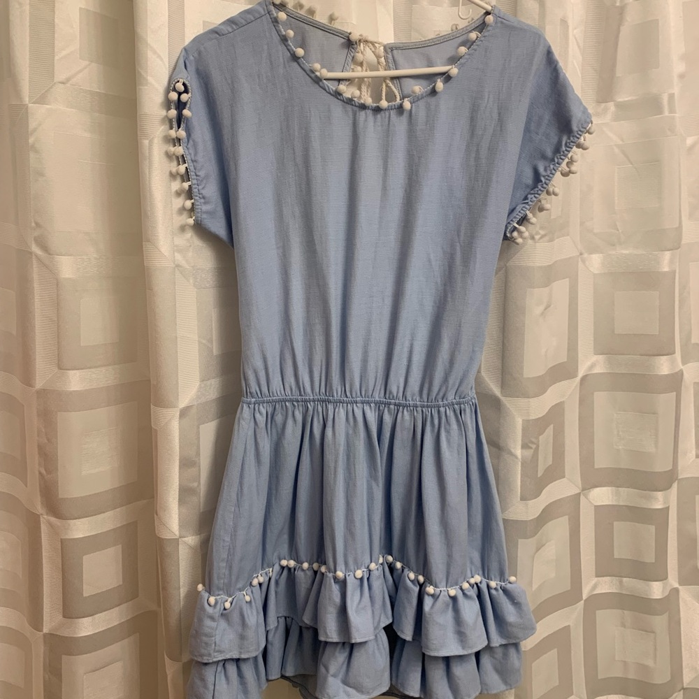 Peixoto blue swim cover up dress ruffles size small